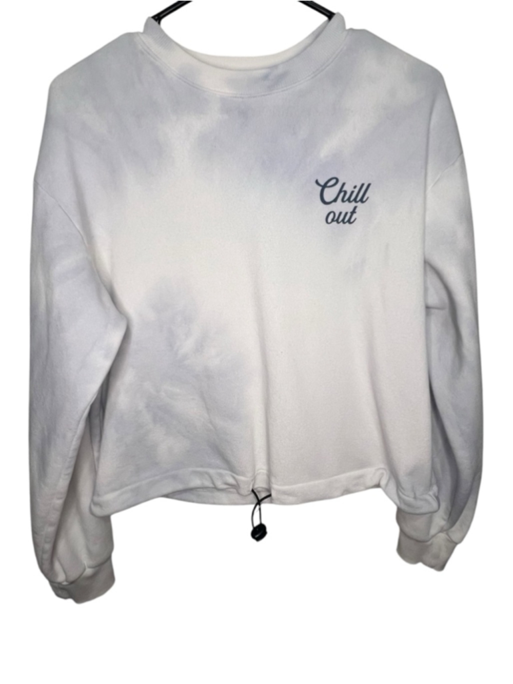 Urban Nation Chill Out Light Blue Tie Dye Cropped Cozy Lounge Sweatshirt